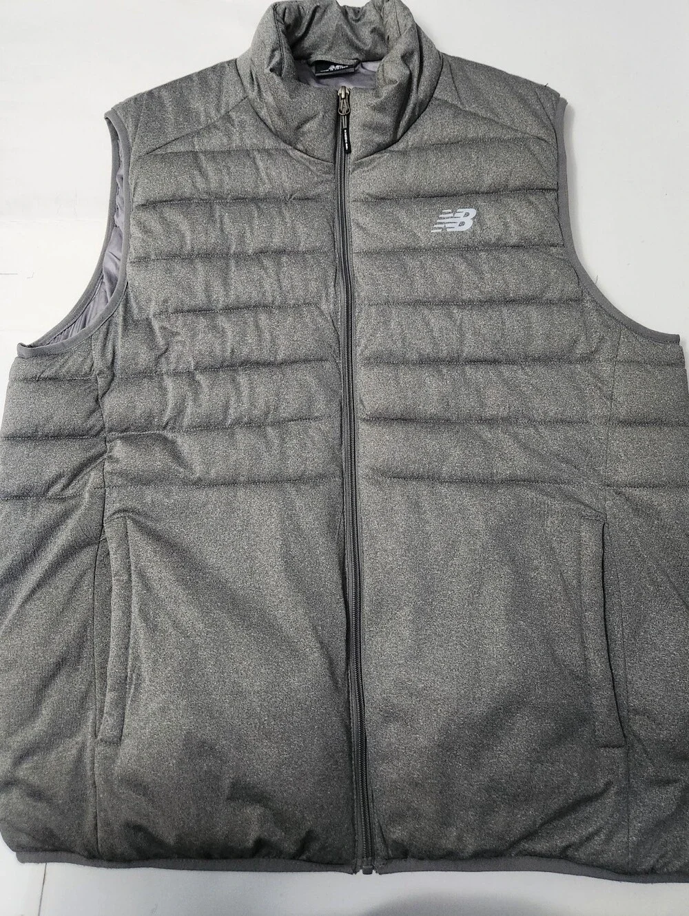 NEW BALANCE PUFFER VEST MEN'S FULL ZIP POCKETS COLOR GRAY SIZE LARGE